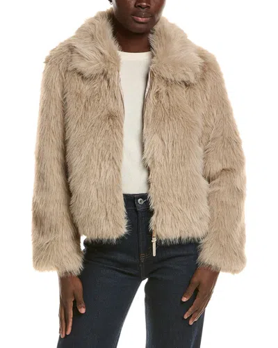 Noize Juliet Short Vegan Fur Coat In Neutral
