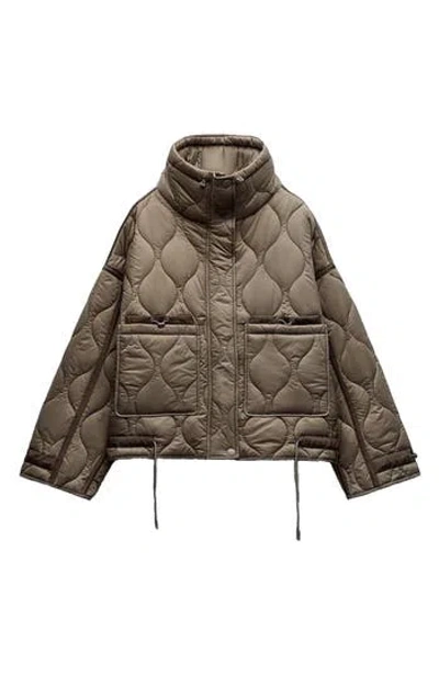 Noize June Lightweight Water Resistant Onion Quilted Jacket In Brown