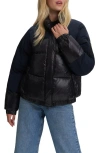 Noize Juniper Mixed Media Puffer Jacket In Black