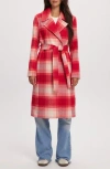 Noize Katja Vegan Wool Plaid Coat In Red Check