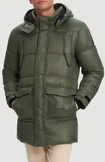 Noize Kiefer Mid Length Puffer Coat In Uniform Green