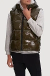 Noize Ledger Hooded Puffer Vest In Olive