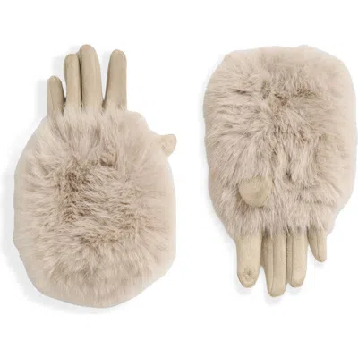 Noize Lexa Faux Suede Convertible Gloves In Beige