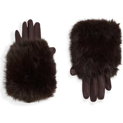 Noize Lexa Faux Suede Convertible Gloves In Coffee