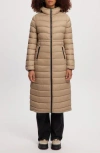 Noize Lightweight Long Puffer Coat In Sand