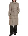 Noize Mara Belted Maxi Puffer Coat With Removable Hood In Brown