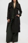 Noize Long Trench Coat In Black