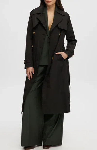 Noize Long Trench Coat In Black