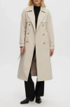 Noize Long Trench Coat In Light Sand