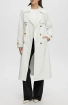 Noize Long Trench Coat In White
