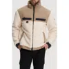 Noize Lukaz Faux Shearling Trim Puffer Jacket In Off White/sand