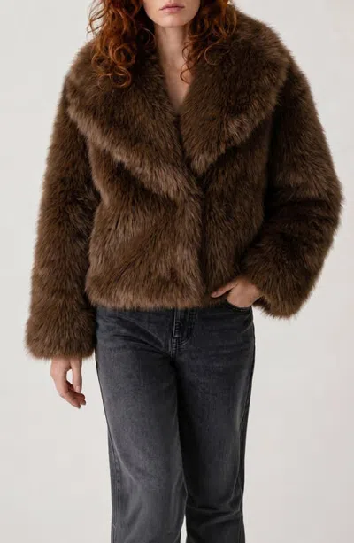 Noize Mandie Faux Fur Coat In Brown