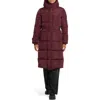 Noize Mara Belted Maxi Puffer Coat With Removable Hood In Red