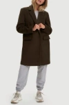 Noize Masa Notch Collar Coat In Uniform Green