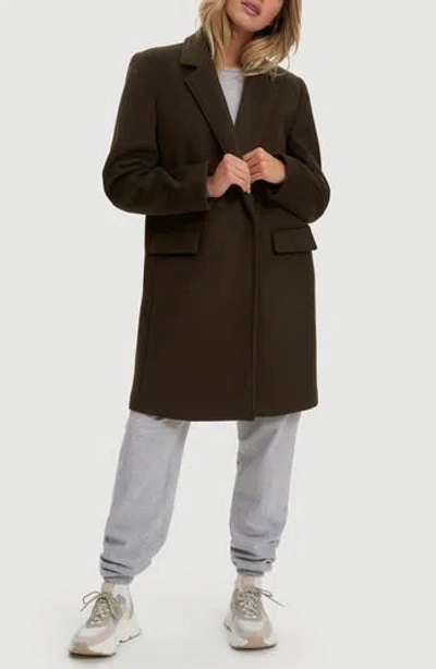 Noize Masa Notch Collar Coat In Uniform Green