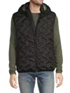 Noize Men's Patterned Hooded Quilted Vest In Navy