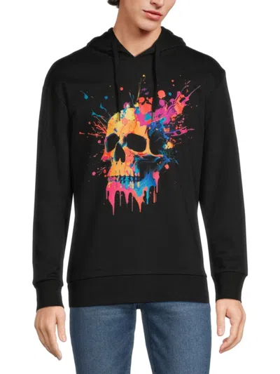 Noize Men's Splatter Paint Skull Graphic Hoodie In Black