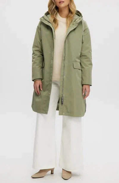 Noize Mid Length Rain Coat In Aloe