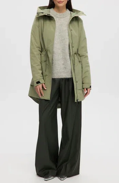 Noize Mid Length Rain Coat In Aloe