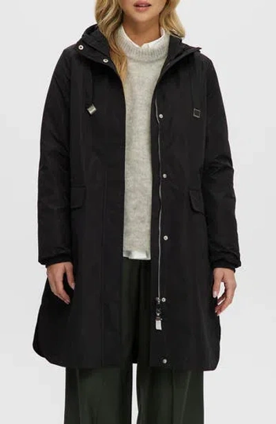 Noize Mid Length Rain Coat In Black