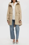 Noize Mid Length Rain Coat In Taupe