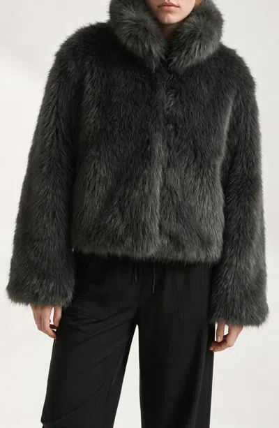 Noize Milena Faux Fur Short Jacket In Green
