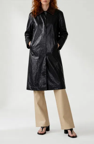 Noize Nicola Faux Leather Coat In Black