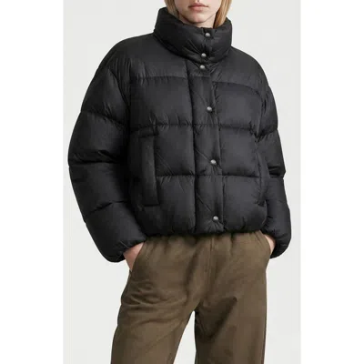 Noize Noemi Crinkled Quilted Puffer Jacket In Black