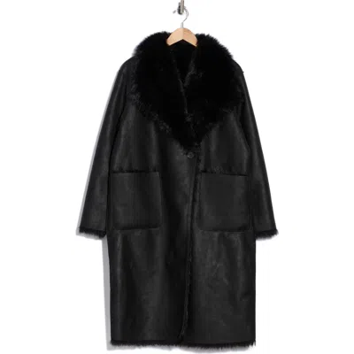 Noize Padma Reversible Faux Leather & Faux Fur Coat In Black