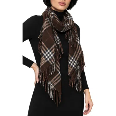 Noize Plaid Scarf In Brown