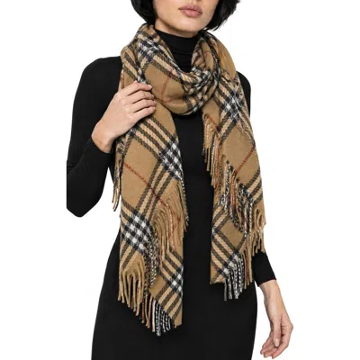 Noize Plaid Scarf In Camel