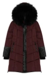 Noize Priya Water Resistant Mixed Media Parka With Faux Fur Trim In Multi