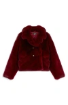 Noize Push Faux Fur Coat In Burgundy