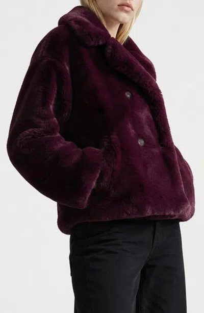 Noize Push Faux Fur Coat In Fig