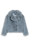 Noize Push Faux Fur Coat In Gray