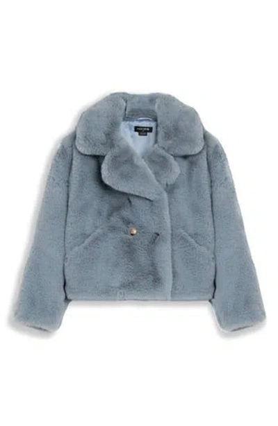 Noize Push Faux Fur Coat In Gray