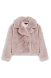 Noize Push Faux Fur Coat In Pink