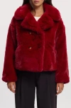 Noize Push Faux Fur Coat In Red