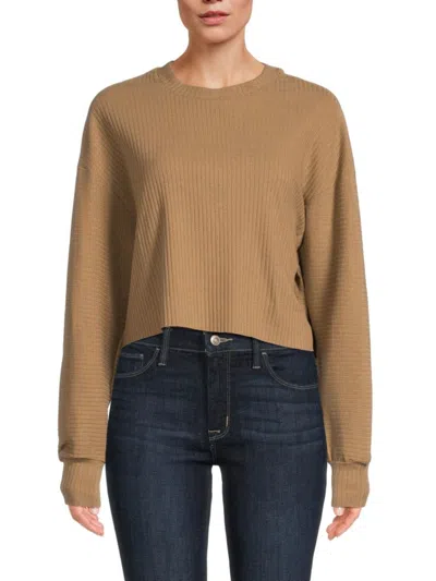 Noize Ribbed Drop Shoulder Sweatshirt In Taupe