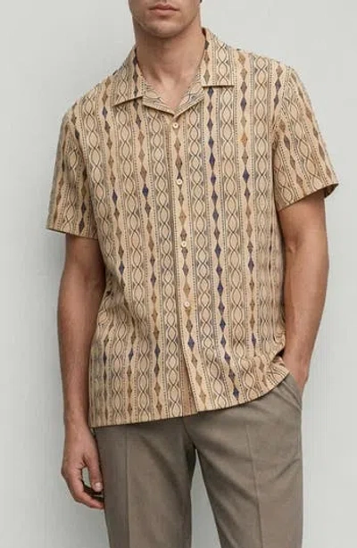 Noize Rider Printed Camp Shirt In Neutral