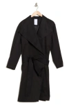 Noize Rose Tie Waist Trench Coat In Black