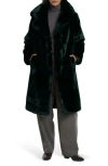 Noize Savannah Faux Fur Longline Coat In Green