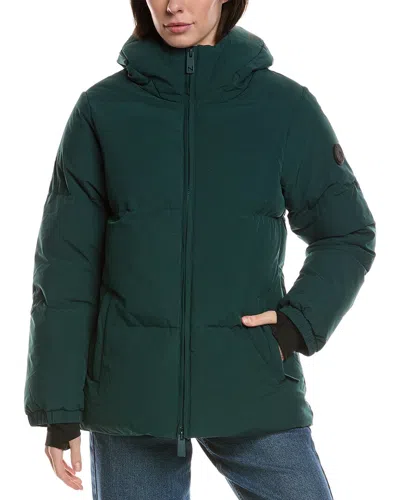 Noize Short Puffer Jacket In Green