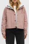 Noize Skye Stand Collar Drawcord Rain Jacket In Pink Clay