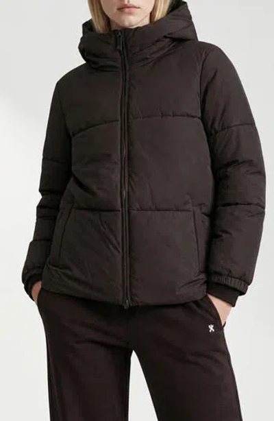 Noize Stacy Water Resistant Hooded Puffer Jacket In Coffee