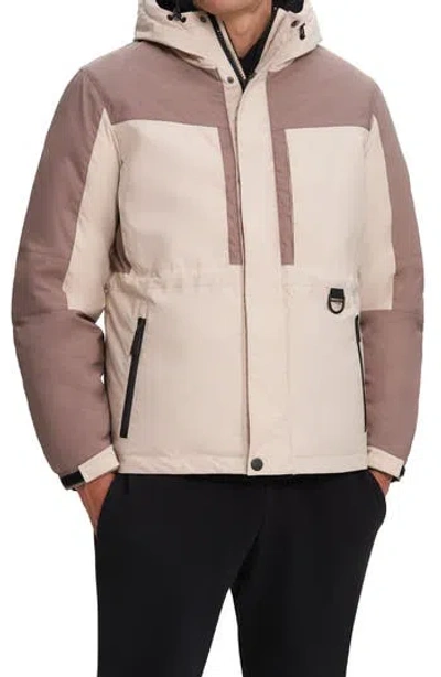 Noize Sylas Colorblock Jacket In Oat/leafless