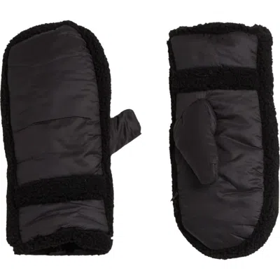Noize Thalie Quilted Shearling Trim Mittens In Black