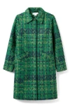 Noize Tweed Plaid Coat In Green