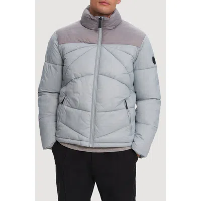 Noize Vincent Colorblock Faux Shearling Lined Puffer Jacket In Ultimate/sea Ice