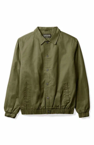 Noize Wiley Waxed Cotton Bomber Jacket In Bronze Green